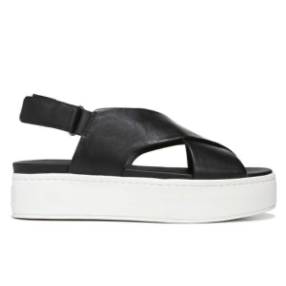 Vince Womens Sandals Weslan Crisscross Leather Platform Comfort Black Leather 8